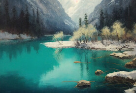 当代油画 九寨沟