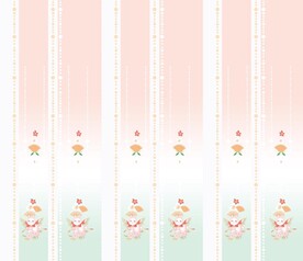 汉服绿粉渐变扇子兔子