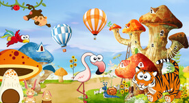 卡通动物儿童房背景