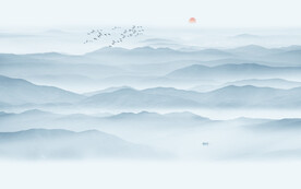 新中式水墨山水画背景墙