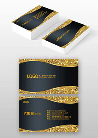 黑色金色金属感高档会所名片模板