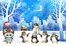 儿童房企鹅背景墙