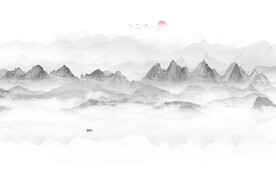 新中式水墨山水画背景墙