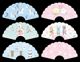 卡通扇子矢量图