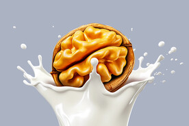 黄金质感核桃奶花分层图