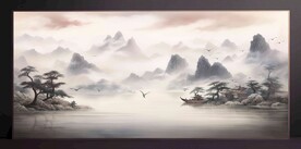 山水画装饰画无框画