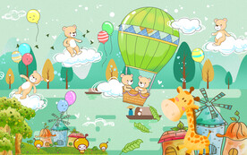 卡通儿童房背景墙