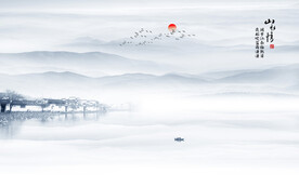 水墨江南背景墙 