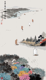 江南春色江南水乡水墨山水画