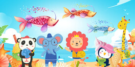 卡通动物海洋背景
