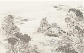 国画山水中式电视背景墙