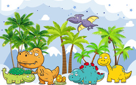 卡通恐龙背景墙