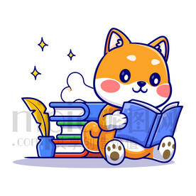 可爱卡通爱学习的小狗