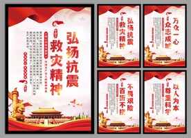抗震救灾精神党建海报