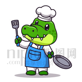 可爱卡通厨师鳄鱼