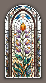 教堂蒂凡尼彩晶彩绘百合玻璃图案