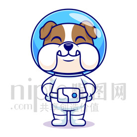 可爱卡通宇航员癞皮狗