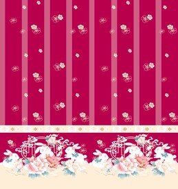 汉服粉色鲜花绿色叶子兔子