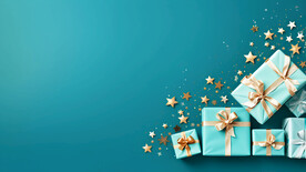 绿底节日礼物盒背景