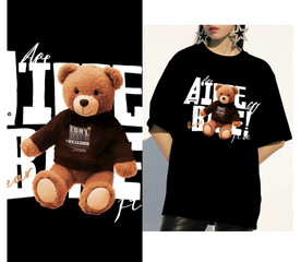字母熊潮牌图案T恤设计