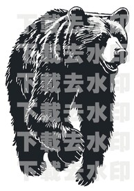 手绘线描黑熊矢量图