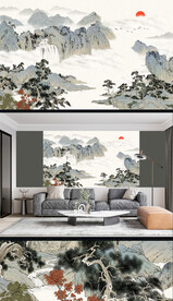 中式意境山水壁画