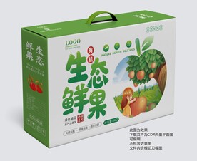 生态鲜果苹果礼盒平面展开图