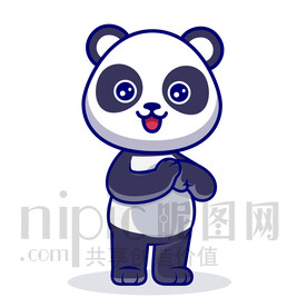可爱卡通握拳的大熊猫