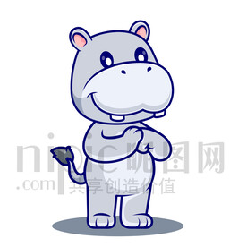 可爱卡通大河马先生