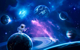 梦幻星空宇宙太空星球宇航员背景
