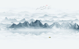 抽象水墨山水画背景墙