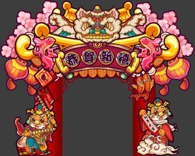 新年手绘国潮门头