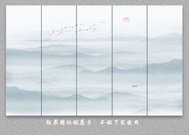 屏风隔断水墨山水画