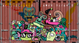 集装箱涂鸦背景