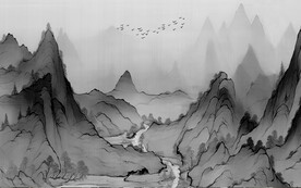 原创新中式水墨画意境水墨山水画