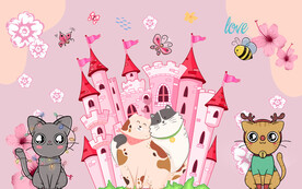 卡通城堡猫背景
