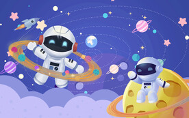 卡通太空背景墙