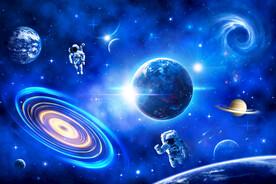 蓝色宇宙星球太空宇航员黑洞背景