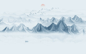 抽象水墨山水画背景墙