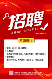 红色简约公司校园招聘海报模板