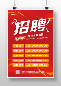 红色简约公司企业店面招聘海报