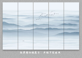 中式屏风隔断山水画