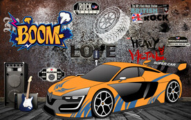 跑车涂鸦背景画