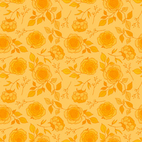 姜黄底玫瑰花型印花连续图案