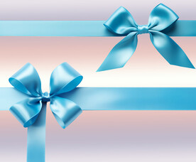 单层免抠透明3d蓝色丝绸蝴蝶结