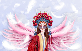 工装国潮翅膀背景墙