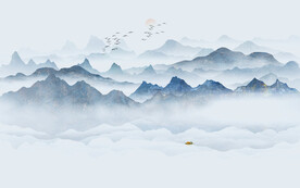 公司前台山水画背景墙