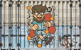 集装箱个性卡通背景