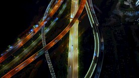 航拍城市道路车辆夜景