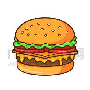 可爱卡通快餐汉堡包